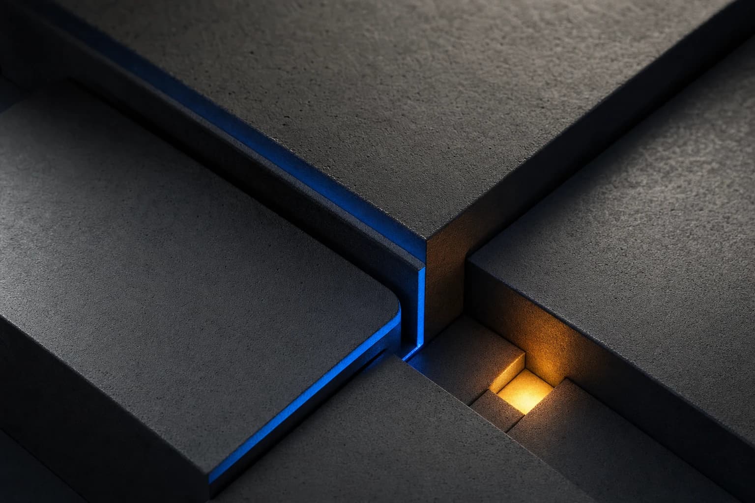 Graphite structures with a precise blue edge marking the next action